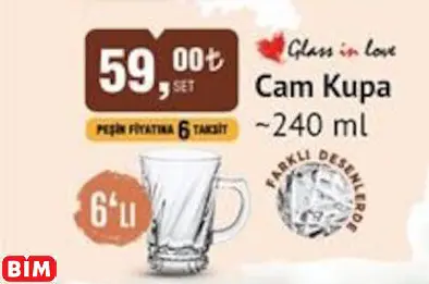 GLASS İN LOVE CAM KUPA ~240 ML